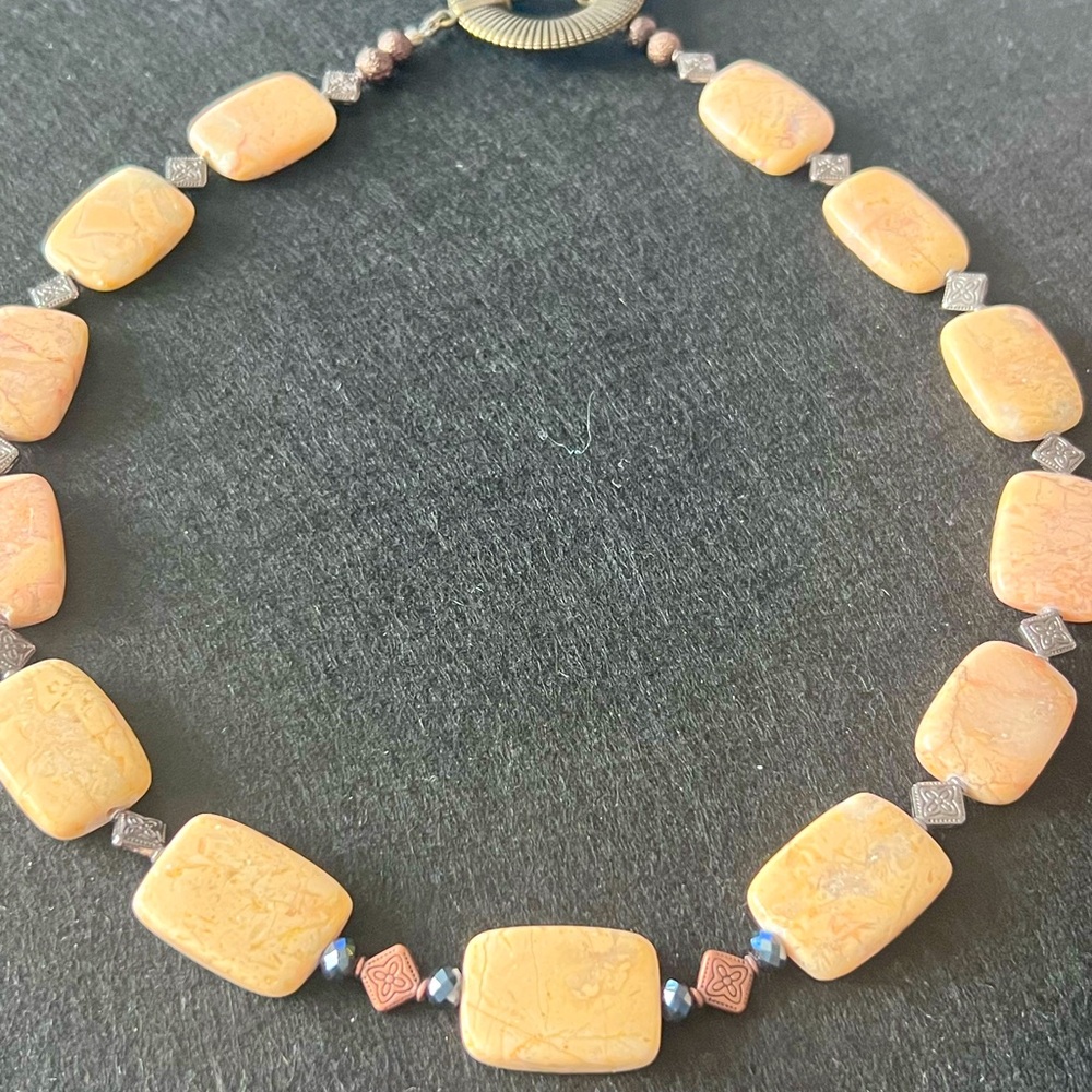 Elegant Peach Marble Stone Necklace